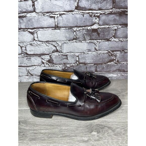 Vtg Royal Tweed Burgundy Leather Tassel Loafers Dress Shoes Men’s Sz 10M US/43EU - Picture 3 of 16